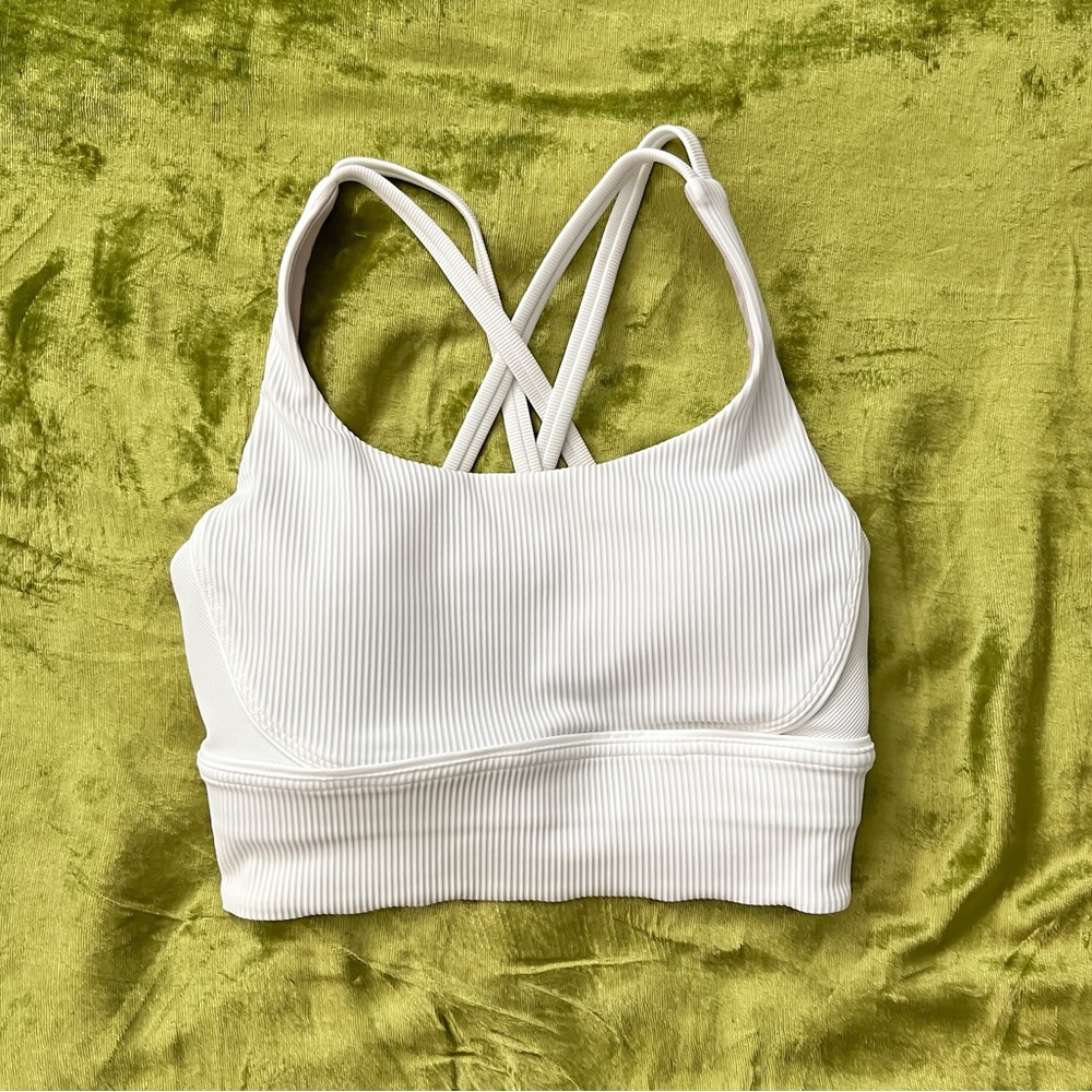 SOLD Lululemon Ribbed Energy Longline Bra White Size 4